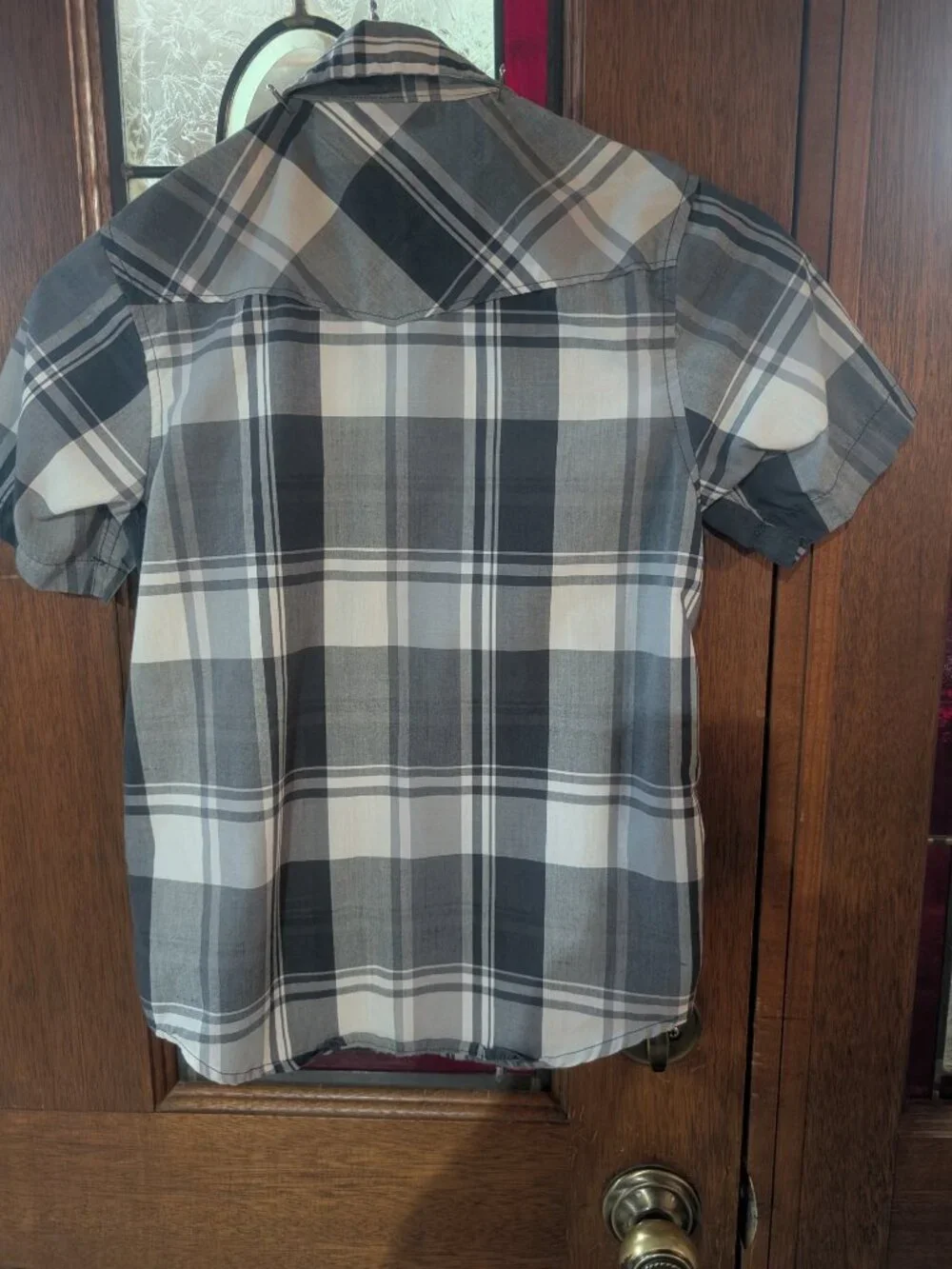 Boys short sleeve pearl snap western shirt, size 10